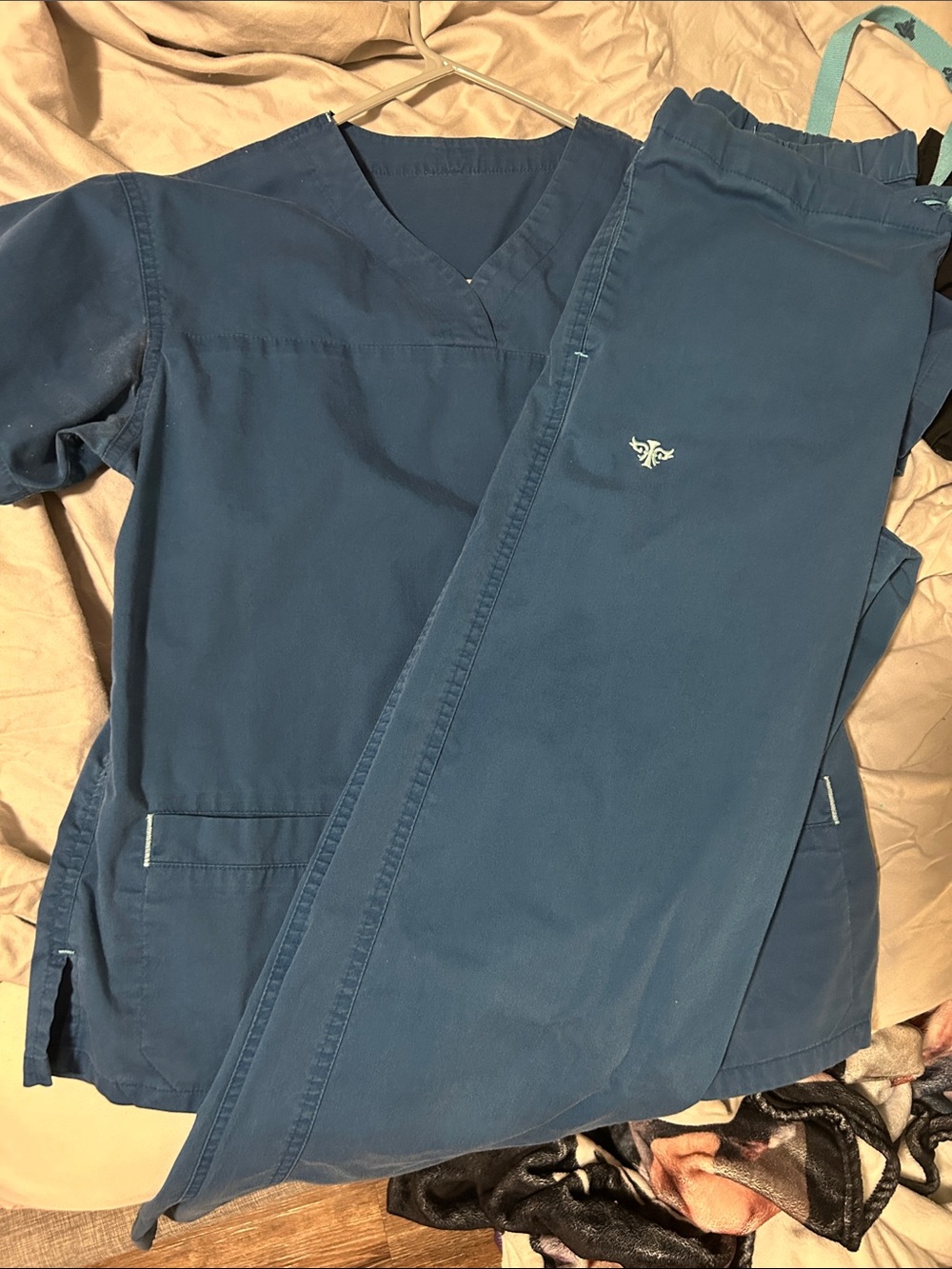 Women's Navy Blue Scrub Pants & Top Set